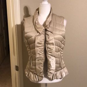 NWOT White House Black Market vest with zipper; champagne color, size M